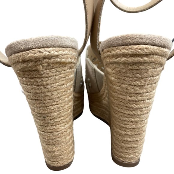 Marc Fisher Tan Hata Suede Studded Wedge Sandals - Picture 9 of 10